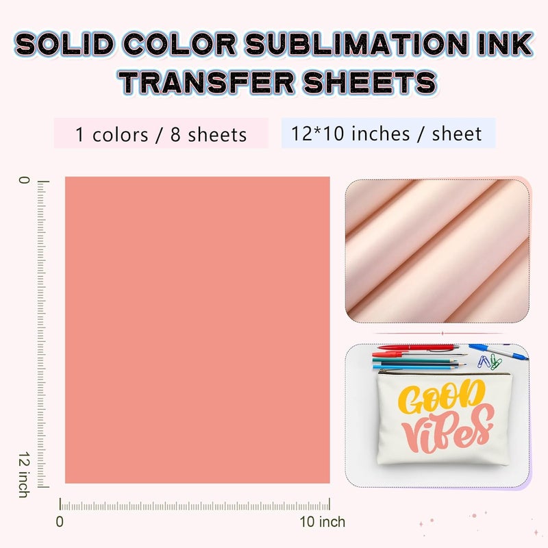 HTVSTD Pink Sublimation Ink Transfer Sheets 8 Sheets 12inches * 10inches Peachy Pink Sublimation Paper Transfer Sheets for Mugs Tumblers DIY Transfer Paper - Image 3